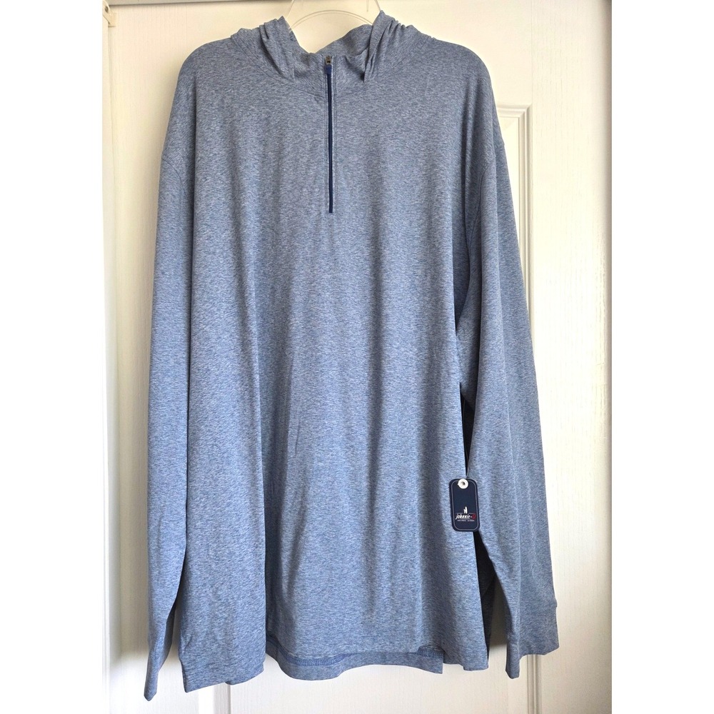 Johnnie-O Performance Hoodie Mens 4XB Blue Slaton 1/4 Zip UPF 50 JMHD10005B NEW - Picture 2 of 6